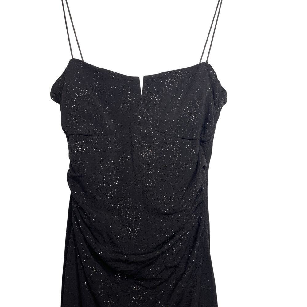 Vintage Y2K City Triangles Black Sparkly High Low Midi Dress Women's Size Medium - Picture 3 of 5